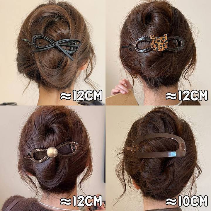 New Korean-style leather bow twist clip for women's back head updo, a high-end one-shoulder clip and retro clip hair accessory Specification drawing