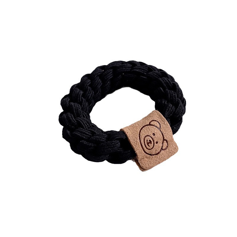 Korean cute bear headband hair tie with a high-end female look, high elasticity thick rubber band, ins high appearance level braided hair tie Item Picture