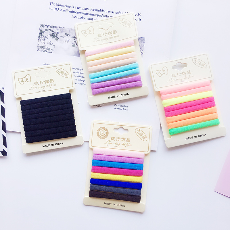 Wholesale of Qiyue Korean version hair accessories, fashionable headwear, towel loops, hair ties, 8-piece clamp-on hair bands, and high-elasticity rubber bands Specification drawing
