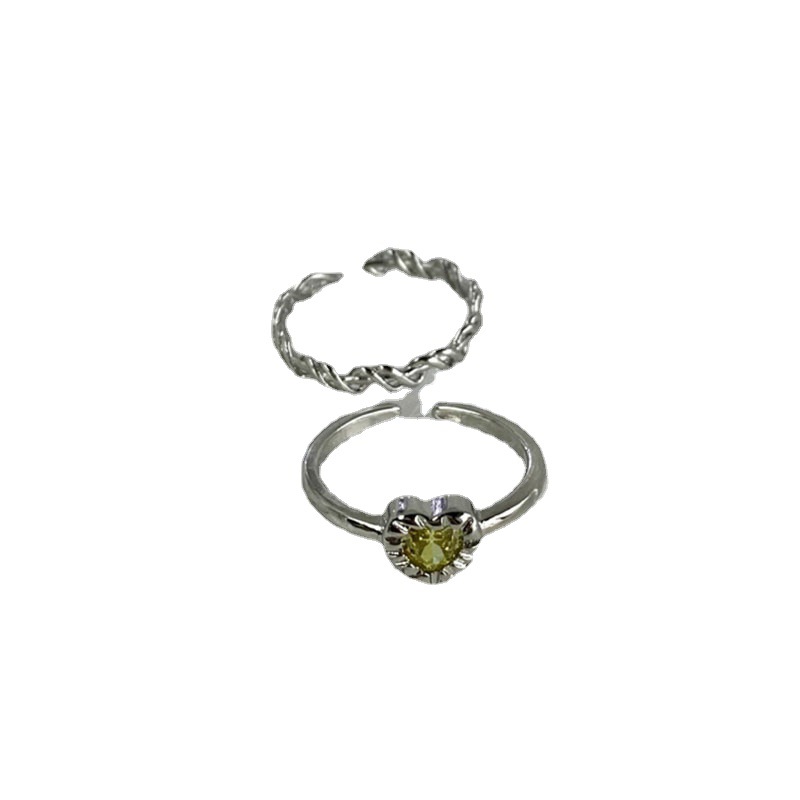 Heart-shaped yellow diamond zircon open ring, a niche design for women, exudes a sense of high-end fashion and individuality, and is a simple and stylish ring that follows the ins trend Item Picture
