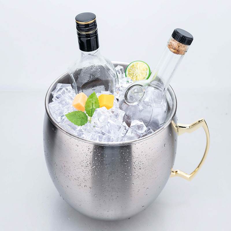 Creative stainless steel ice buckets, commercial bars, KTVS, champagne buckets, ice storage buckets, beer and beverage freezing buckets Specification drawing