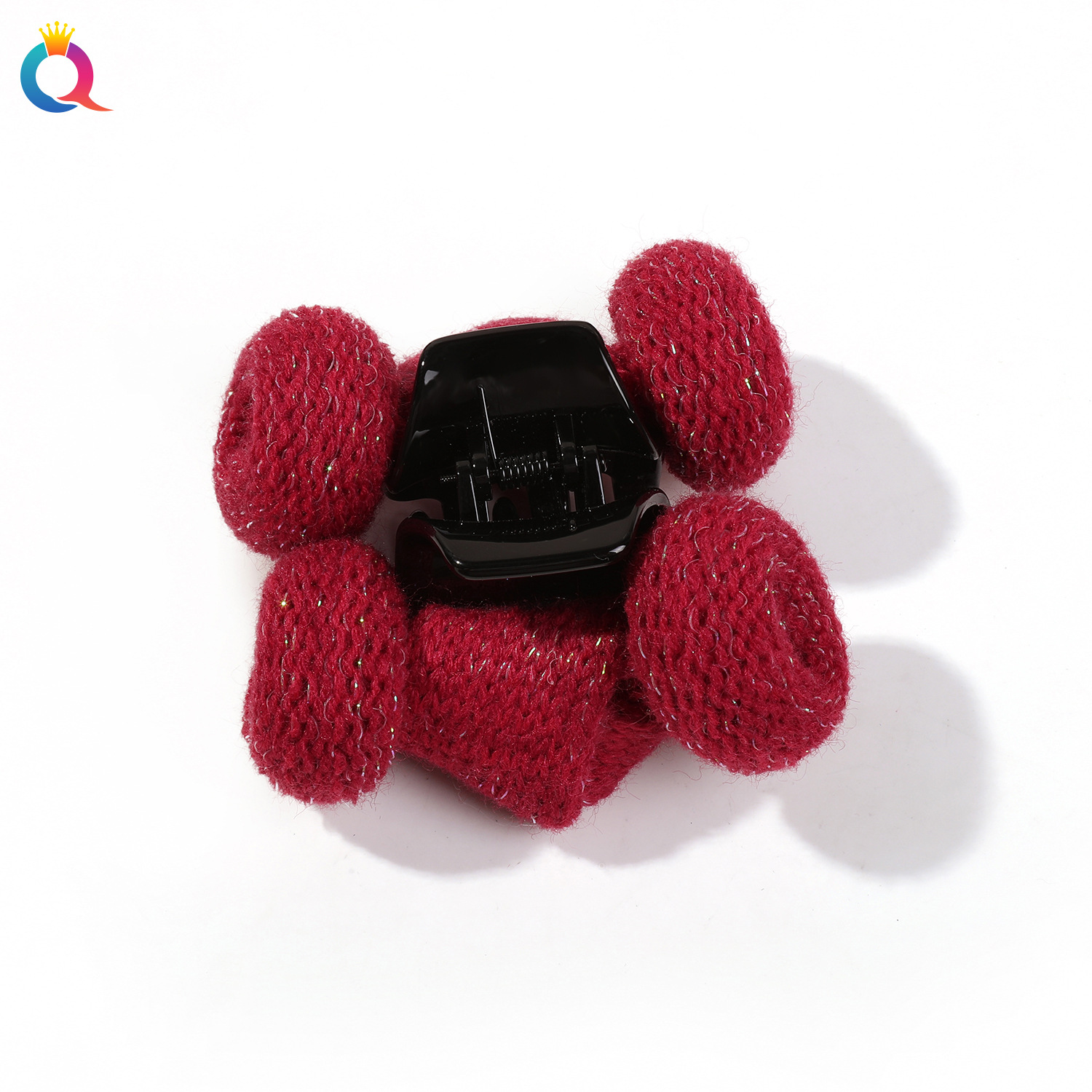 Qiyue Cross-border Curly Ear plush hair clip, fashionable updo, ab colorful silk grab clip, high-end shark clip hair accessory wholesale Item Picture