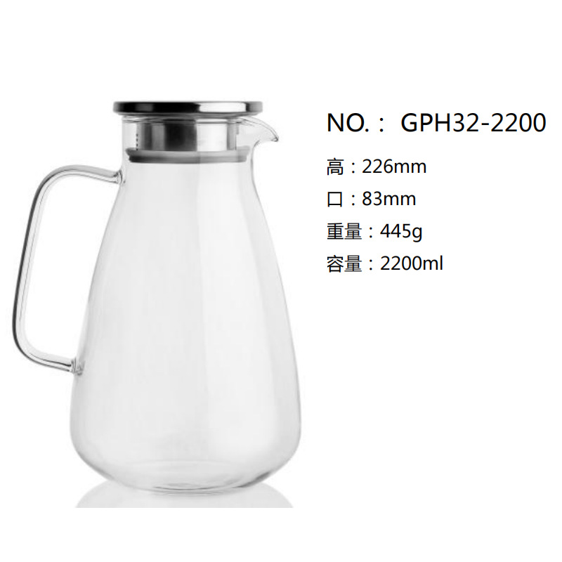 Green apple large-capacity high borosilicate glass kettle, heat and cold water kettle, juice and beverage kettle, creative dudu kettle GPH32 full figure