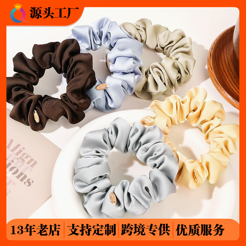 Qiyue faux silk Large Intestine Hair band fabric hair tie Solid color Hair Tie Large Intestine Hair Band Women Korean version hair accessory wholesale full figure