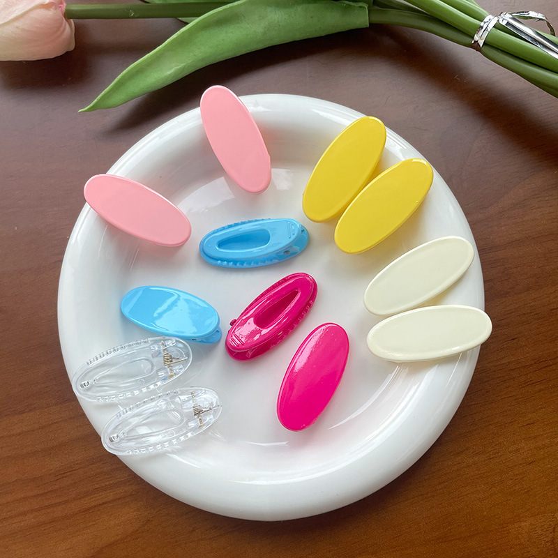 Shiny oval hair clips, candy-colored duckbill clips, diy cream glue hair clips, creative handcrafted baby hair clips wholesale Specification drawing