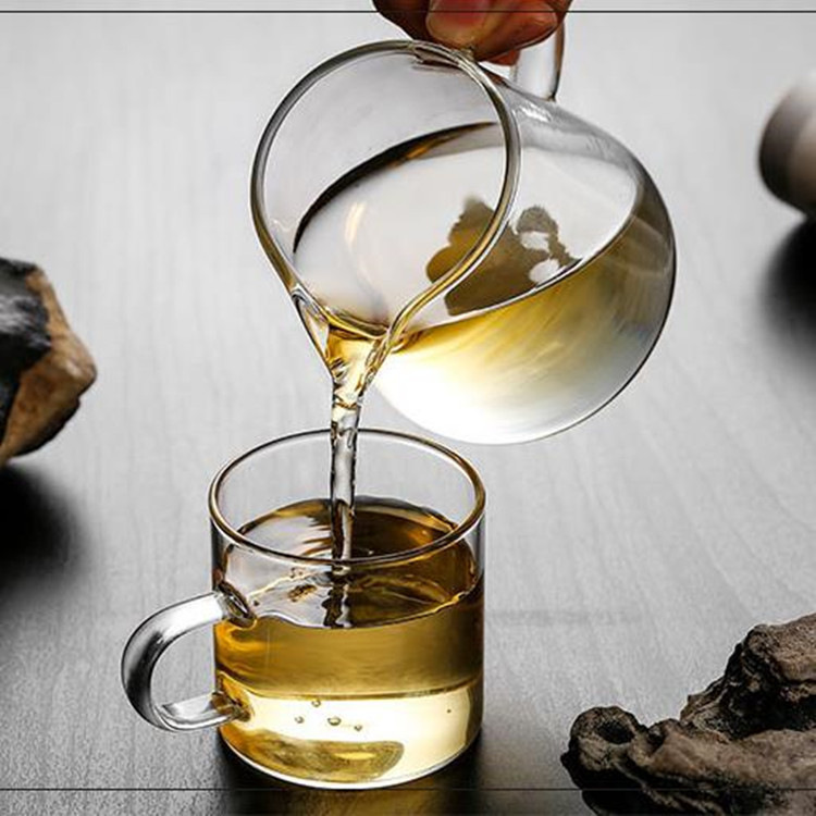 Green apple high boron glass fair cup, household kung Fu tea set, tea tray, tea divider, glass triangular public cup full figure