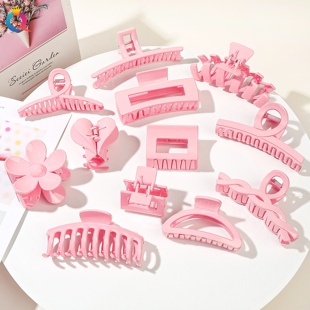 Qiyue Korean version pink hair clips, large shark clips, claw clips, back of the head, hair curls, hair clips, hair accessories wholesale full figure