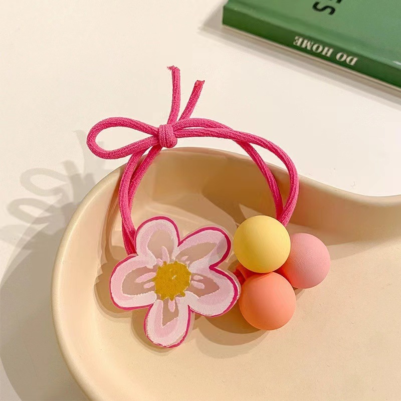 Spring and summer children's hair bands, sweet flowers, high elasticity, tied ponytails, bun heads, little girls, hair bands, hair ties, hair accessories Application Scenario