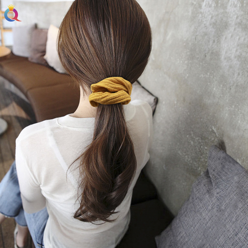 Qiyue Cross-border's new autumn and winter striped creative large intestine hair band, simple woolen pressed hair band, hair band, hair accessory for women Specification drawing