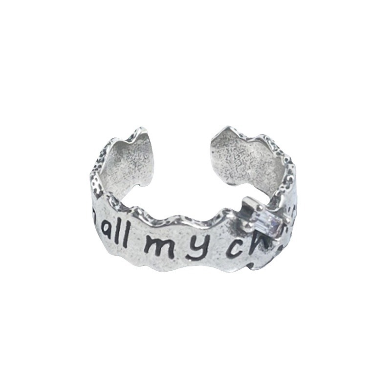 A retro, aged, individualistic punk open-top ring for women, simple, fashionable, versatile, cool and stylish, exquisite index finger ring Item Picture