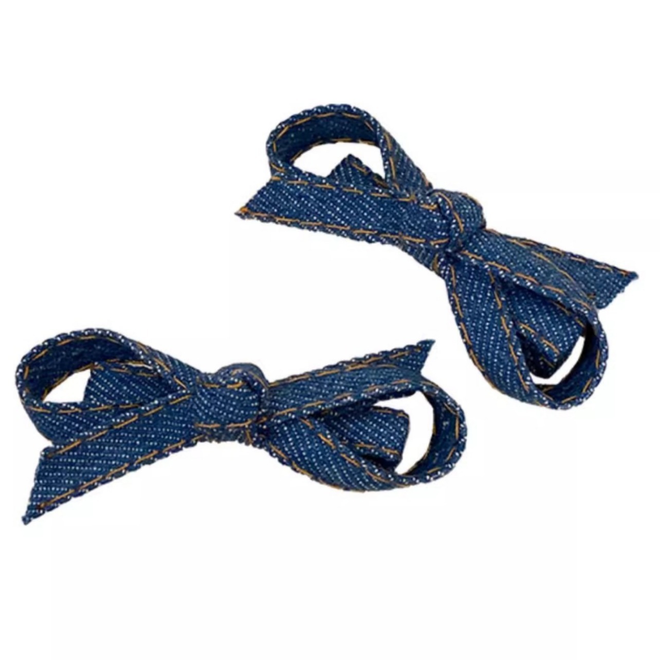 A pair! Retro denim blue bow hairpin headwear 2024 new style high-end girlish bangs small grabber Item Picture