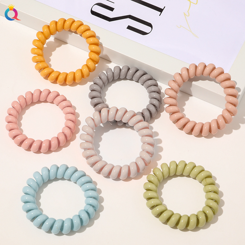 Qiyue ice cream-colored phone rings, Japanese and Korean, fresh and versatile telephone line hair bands, popular hair ties and hair accessories wholesale Specification drawing
