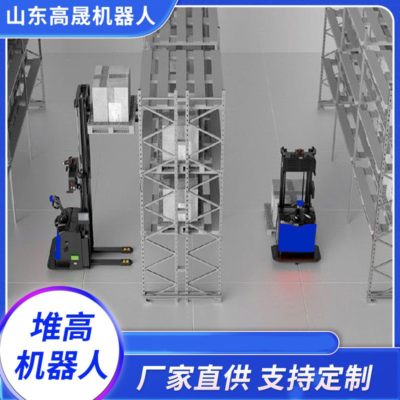 Heavy-duty stacker robots, factory warehouse material boxes, intelligent storage AGV, laser-guided unmanned forklifts full figure