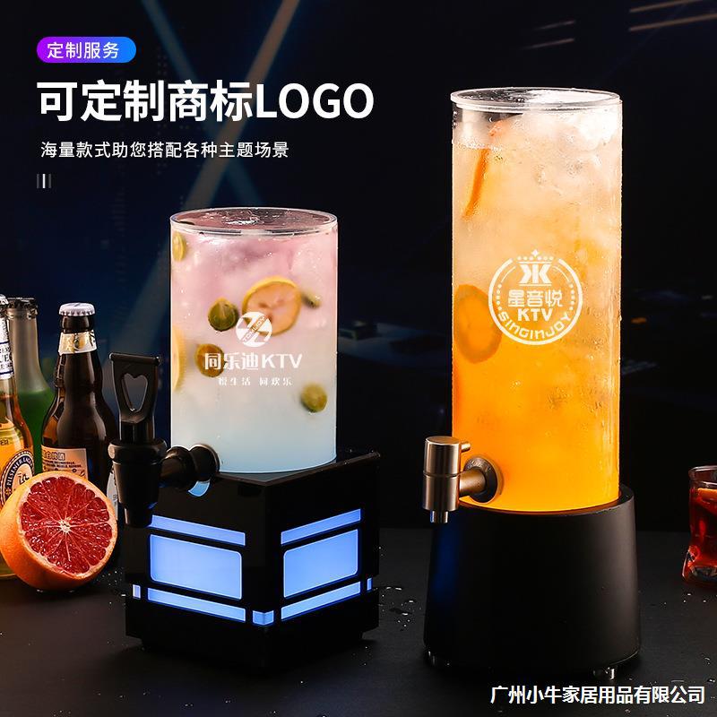 Luminous wine cannon, bar juice and cola bucket, stainless steel 3L beer bucket with faucet, popular draft beer bucket, wine utensils Specification drawing