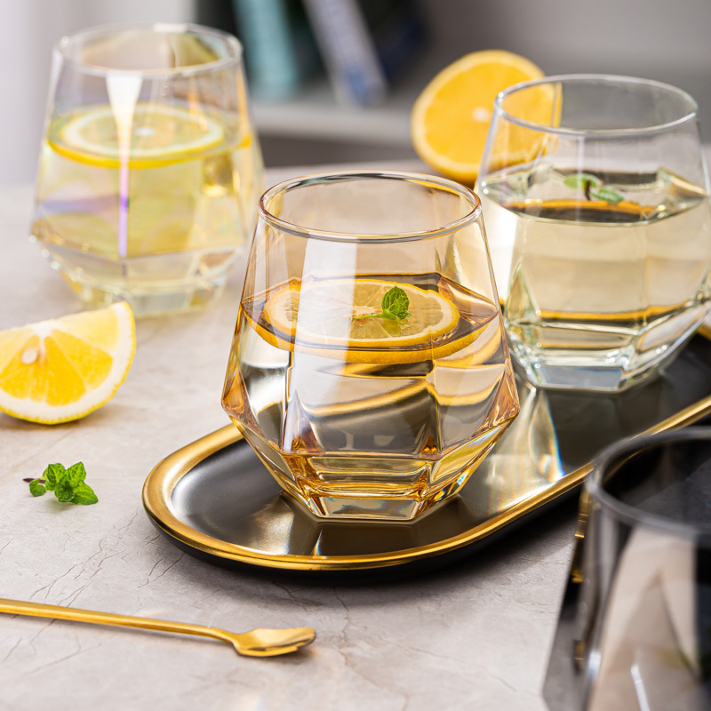 High appearance level hexagonal whisky cup, glass cup, water cup, tea cup, juice cup, milk cup, beverage cup, ins beer mug details Picture
