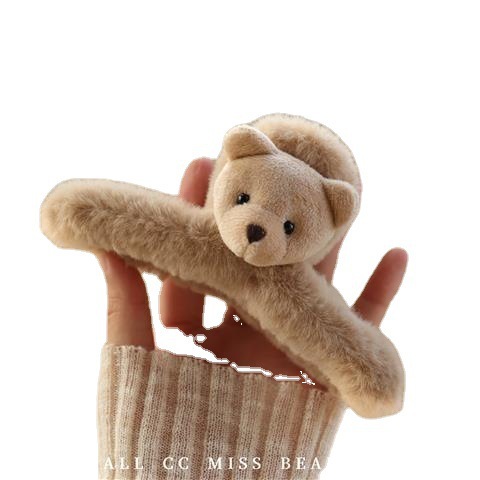 Cute little bear MAO MAO's spring and summer hair accessories, large hair volume, shark clip, back of the head, plush plate hair clip Item Picture