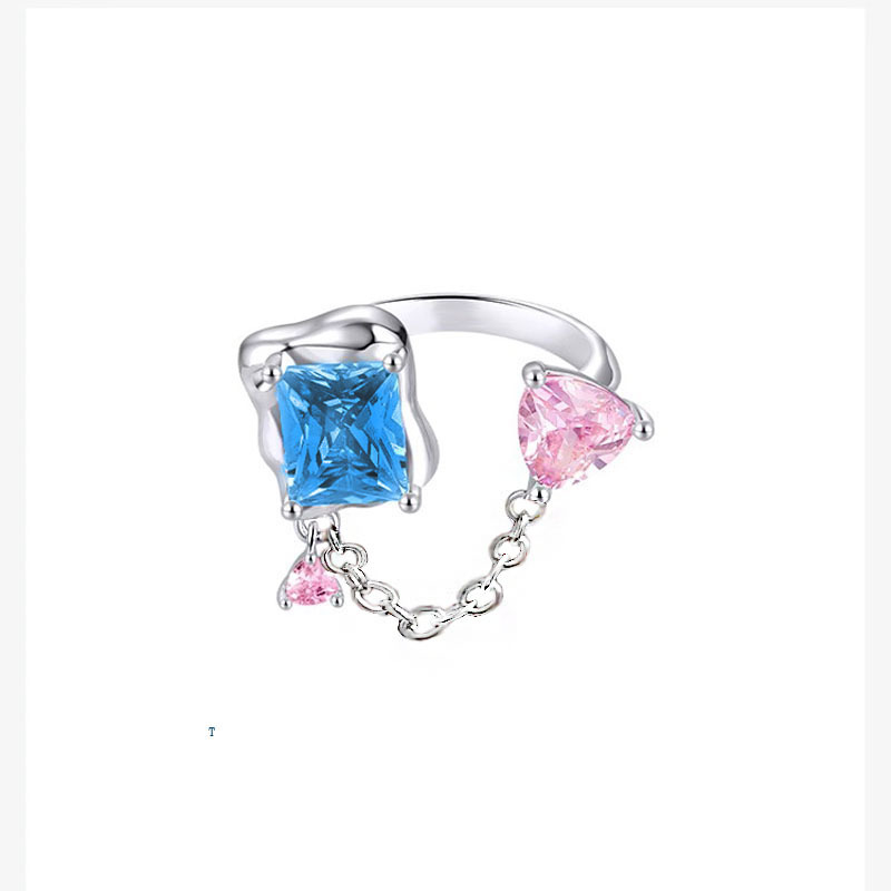 A niche design with a sweet and cool texture, a colorful zircon open ring, a luxurious and high-end ring for women's index finger Specification drawing