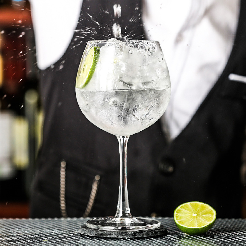 High-end glass wine glasses, large-bellied round highball glasses, gin and tonic cocktail glasses, wine apple glasses details Picture