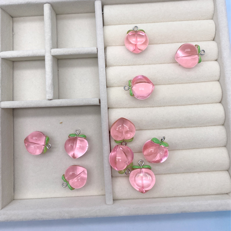 Peach pendant, peach hanging hole keychain accessory, diy mobile phone chain, handcrafted earrings accessory, jewelry accessory Specification drawing