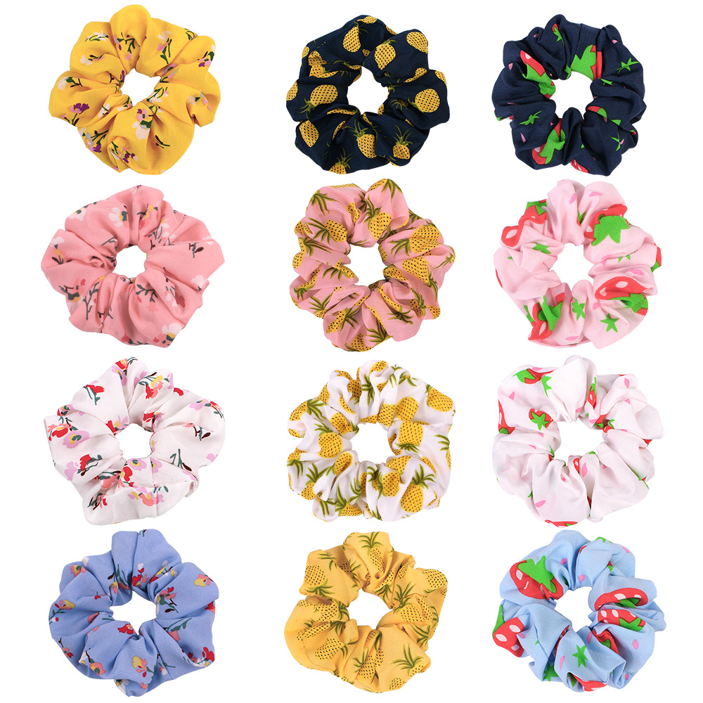 Qiyue Cross-border's new European and American large intestine circle hair band, pineapple fabric hair band, female OL elastic band headband accessory C111 full figure