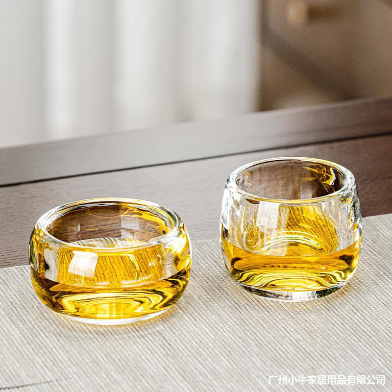 Glass water cup, thickened tea cup, household finger ring cup, difference combination set, heat-resistant tea brewing cup, tea table, heat-resistant tea set Application Scenario