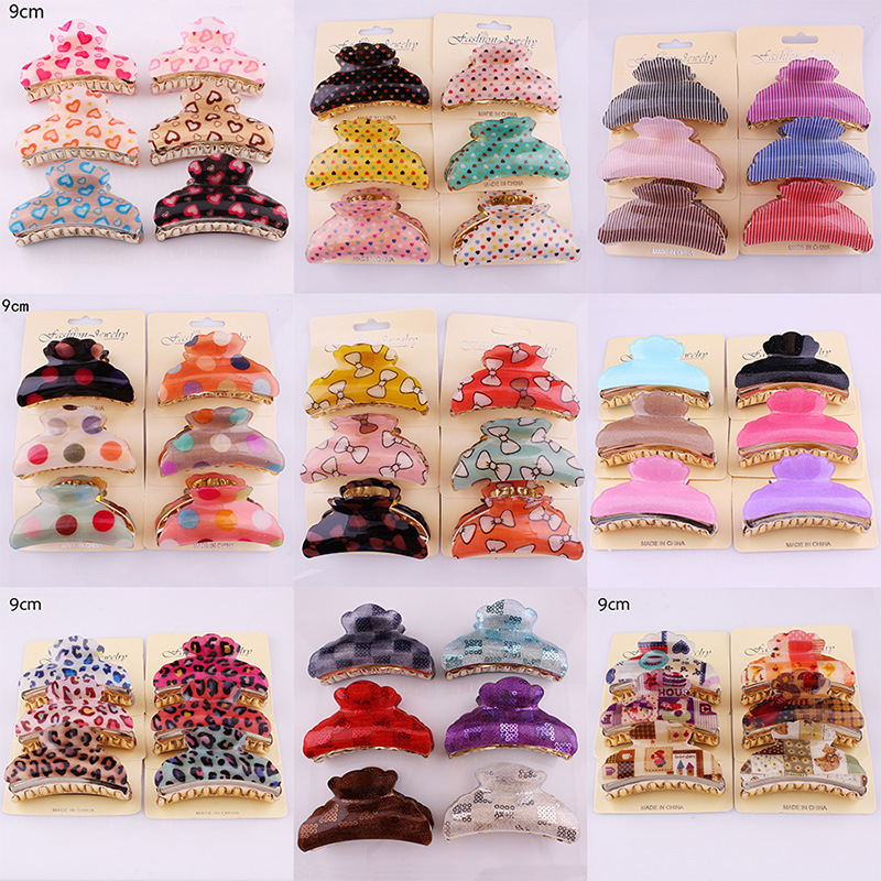 Qiyue Hair Accessories, large hair clips, acrylic acetate, Korean version bow, Large Lady's small polka dot leopard print grabber B1-5 full figure