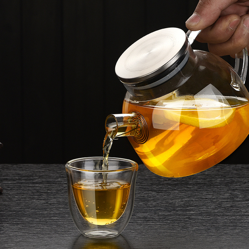 Glass teapot, high borosilicate heat-resistant glass tea set, heat-resistant brewing teapot, health-preserving flower teapot, small water bottle details Picture