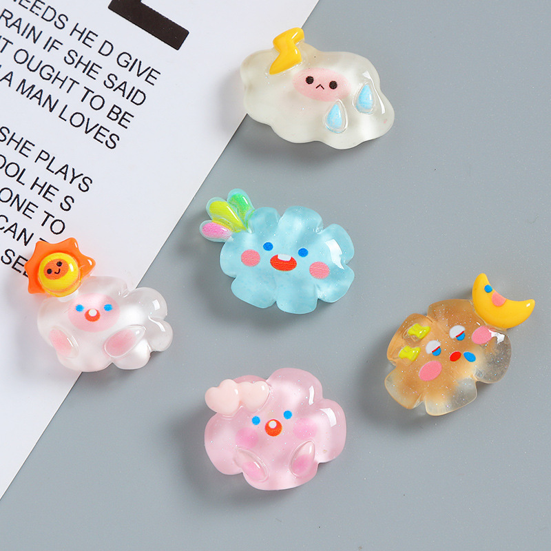 Resin diy accessories, cartoon cute clouds, cream glue small trinkets, hair clips, phone cases, crocs, resin accessories details Picture