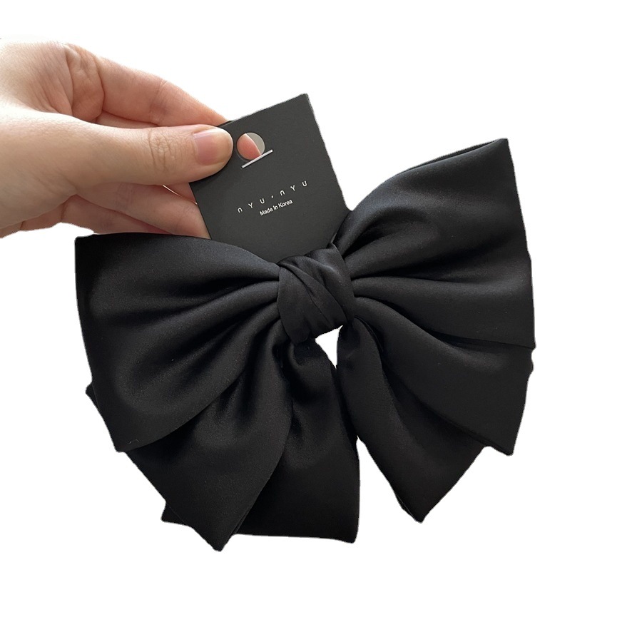 Extra-large bow hair clip, satin Korean high-end atmosphere, spring clip, elegant back hair clip and hair accessory Item Picture