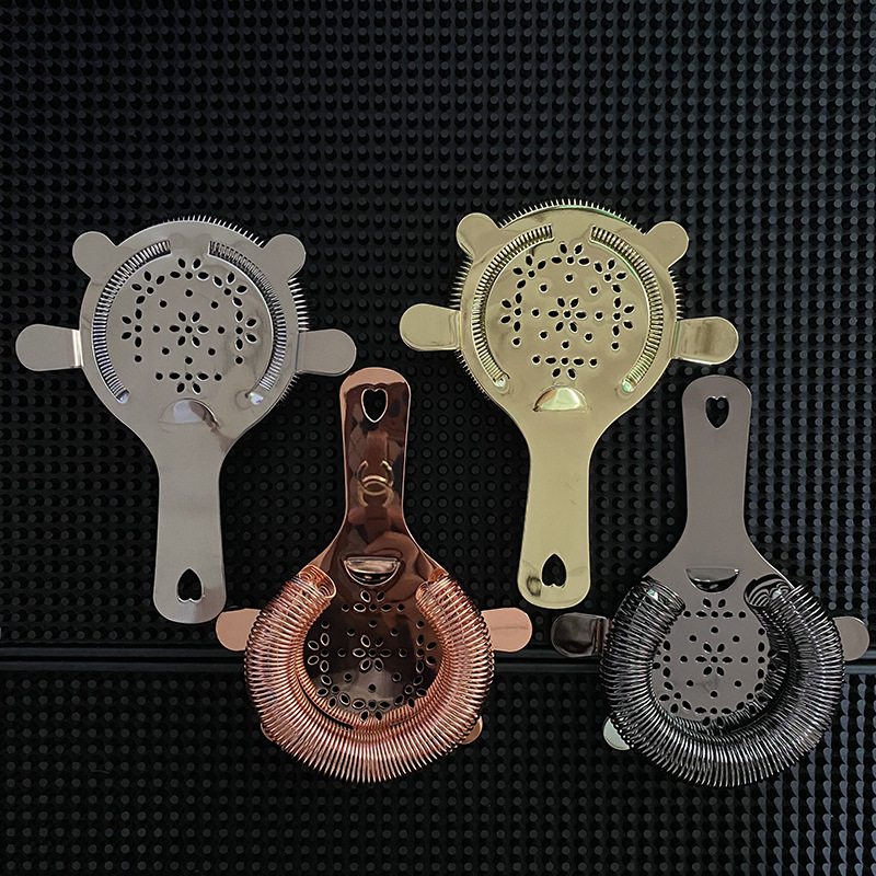 304 stainless steel ice filter, plum blossom filter, multi-hole ice filter handle, perforated filter, bar supplies full figure