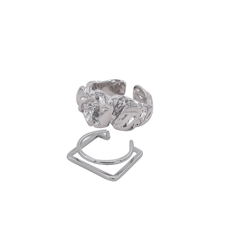 Korean silver pleated index finger opening ring, a niche design for women, with an Instagram cool and cool style, high-end fashion and individuality Item Picture