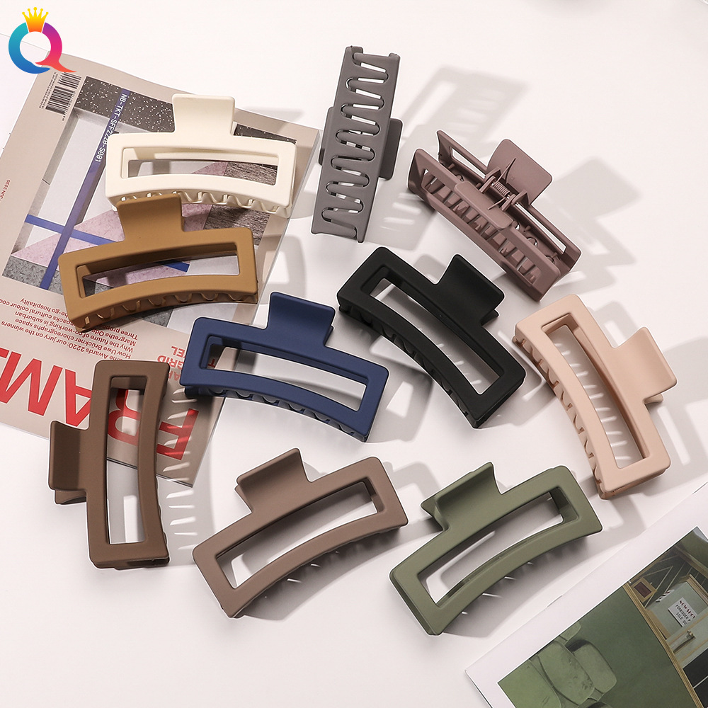 Qiyue Korean matte 13cm Extra-large shark clip, simple Morandi square scratch-off clip, versatile updo hair clip full figure