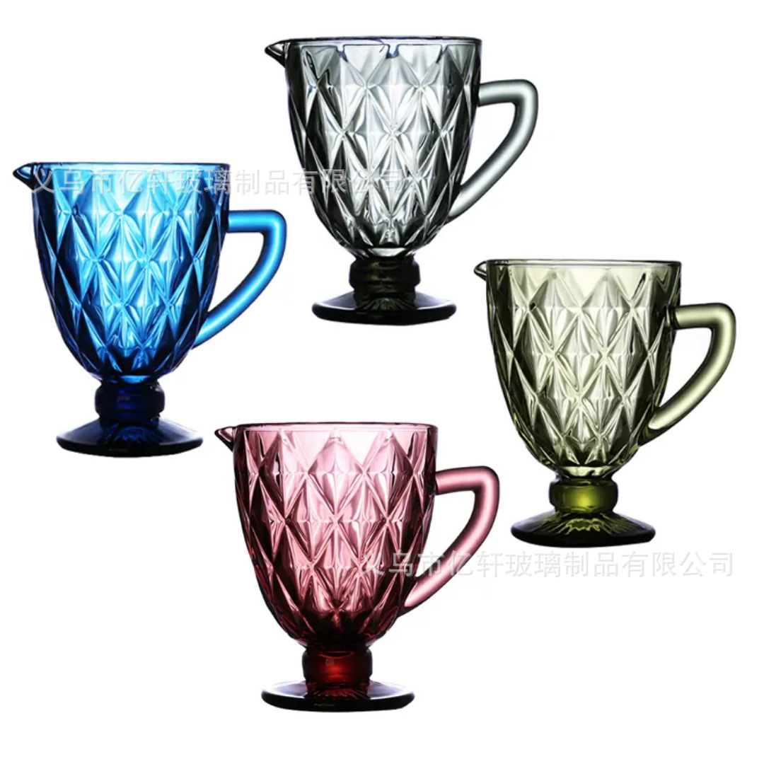 Factory wholesale European-style embossed household water kettles, bar colorful creative cold drink juice kettles, glass water kettles full figure