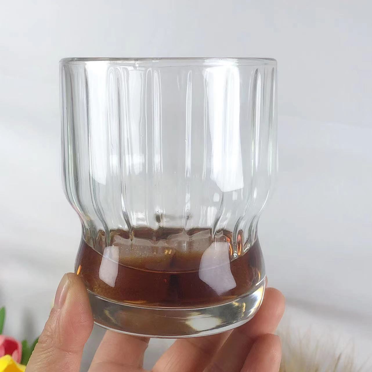 Thickened whisky glass cups, high-appearation-level glass water cups, home creative iced Americano cups, juice beer mugs Application Scenario
