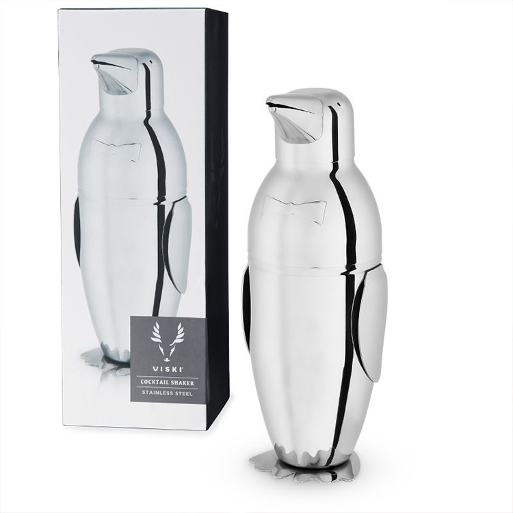 Cross-border creative stainless steel Penguin cocktail shaker 500ml cocktail shaker pot bar cocktail mixing tool Item Picture