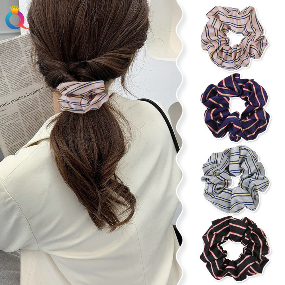 Qiyue Cross-border Striped Large Intestine Hair Band, high-end hair tie, high-elasticity large Intestine hair band, wholesale Specification drawing
