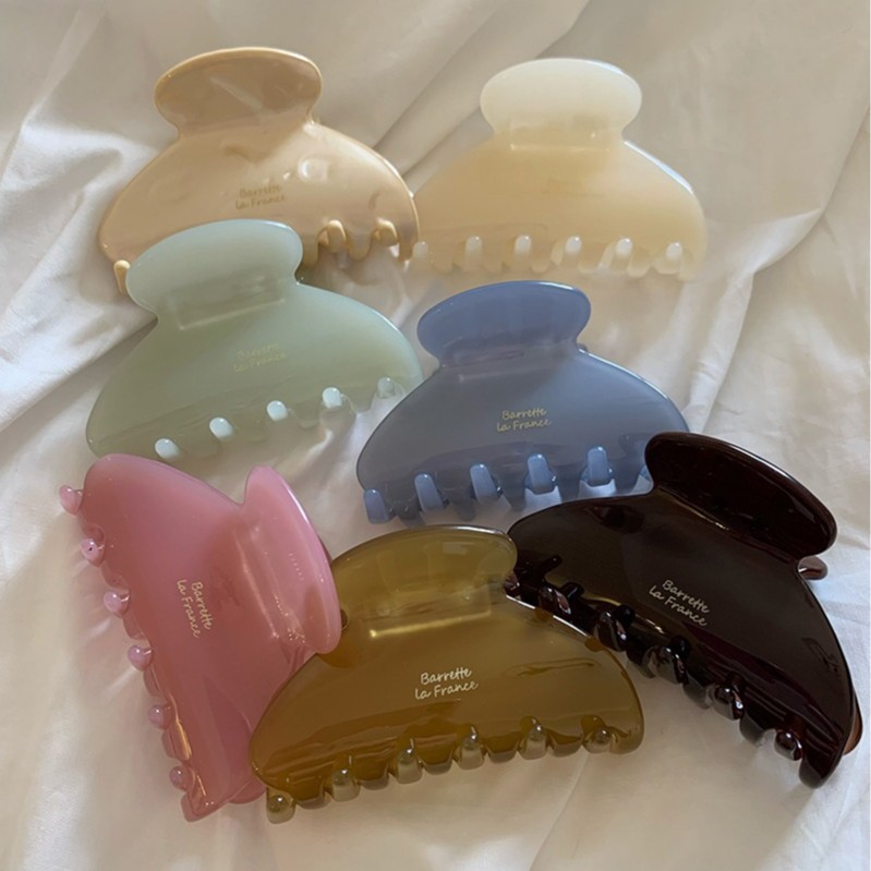 Korean imported France gold label jelly solid color medium size hair gripper French acetic acid gripper, half gripper hair clip, shark clip details Picture
