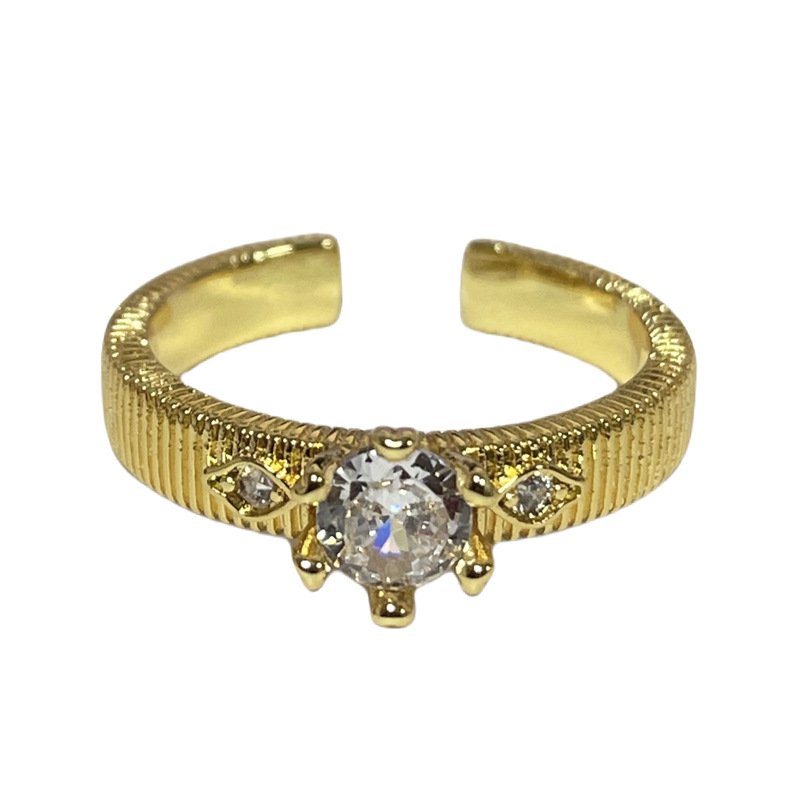 The retro brushed open-top ring with a mid-style high-end feel is a niche, light luxury, fashionable, individual and exquisite layering ring trend for women Item Picture