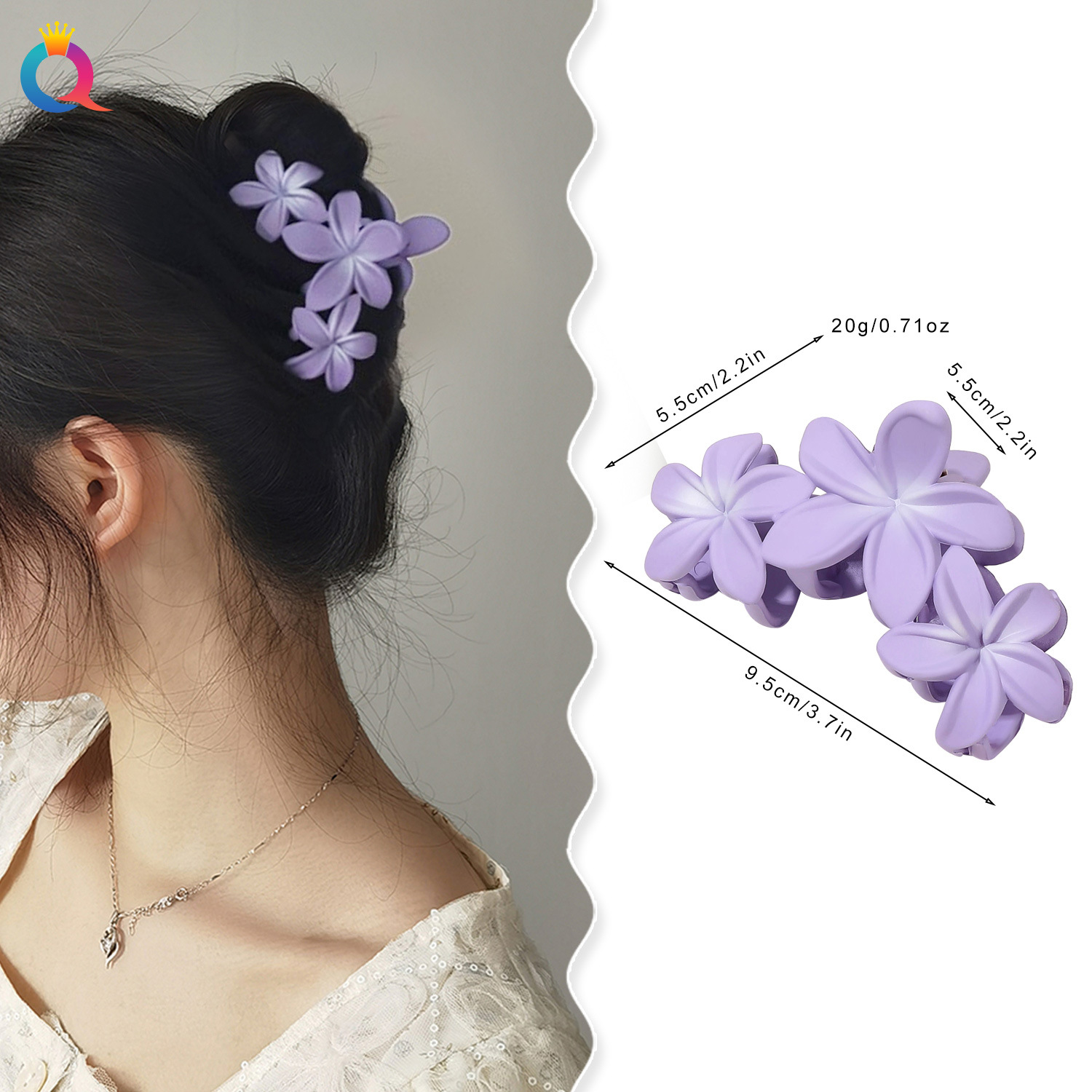 Qiyue Spring/Summer Gradient flower Grab Clip, elegant Shark Clip, large dopamine hair clip, hot-selling accessories wholesale in Yiwu details Picture