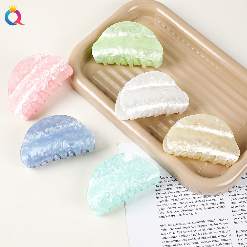Qiyue Cross-border European and American acrylic grab clips, simple ins headwear, marble shark clip hair accessories wholesale Specification drawing