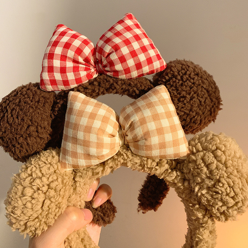 Korean Kawaii cute girl headband spring and summer plush cartoon headband Sweet girl hair-pressing and face-washing headband details Picture