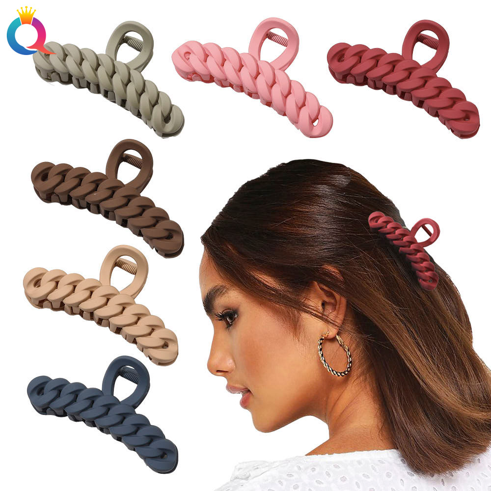 Qiyue Amazon Cross-border frosted Grabber 11cm chain shark clip, hair clip, hair accessory, back head updo, wholesale details Picture