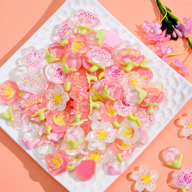 Resin accessories, cherry blossom flower children's hair clips, DIY materials, cream glue accessories, headwear and hair accessory wholesale full figure