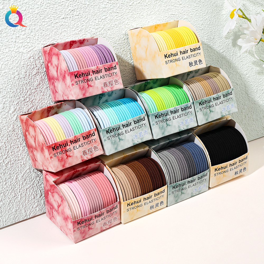 Qiyue high-elasticity towel band for tying hair, ponytail, rubber band without damaging hair, seamless women's hair band and hair accessory wholesale full figure