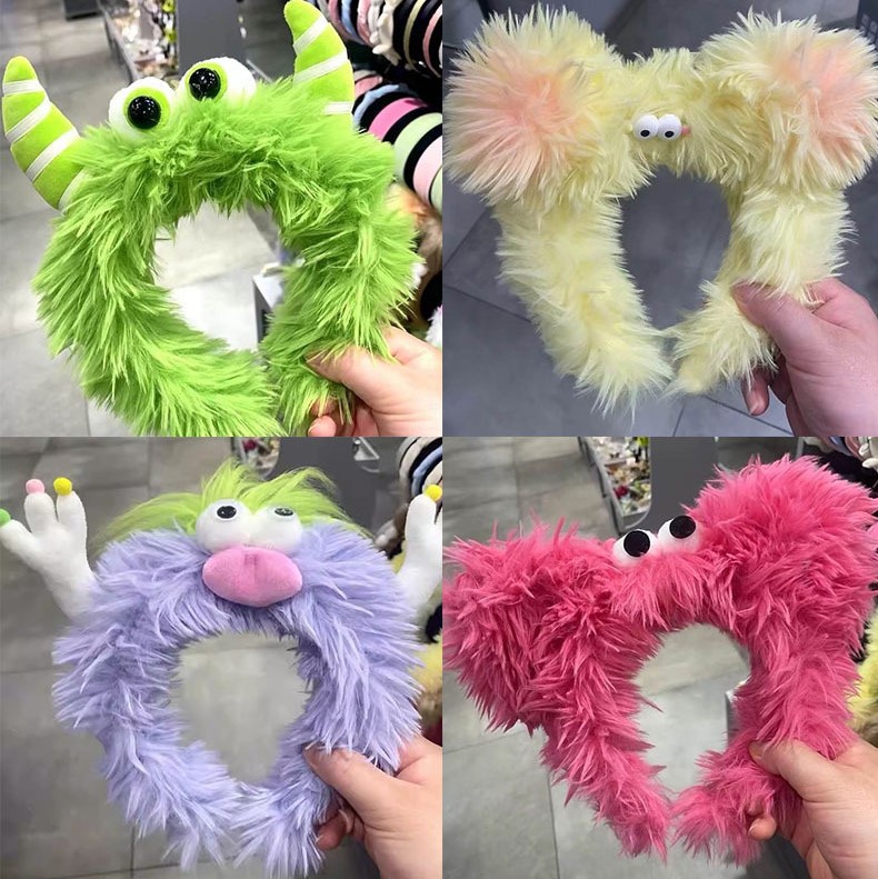 Funny, cute and funny doll hair band, cute and unique plush hair band for girls, spring and summer hair clips, hair accessories, face wash, fried hair hair band details Picture
