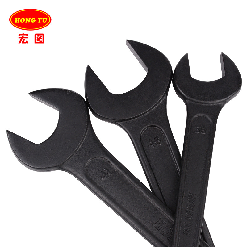 Hongtu straight handle extended heavy-duty thickened single-head open-end wrench strike fixed wrench tool 24 36 48 120mm details Picture