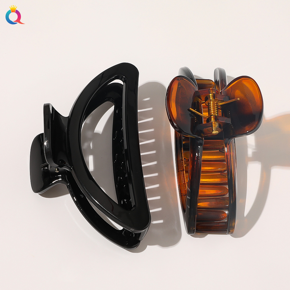 Wholesale of Qiyue Korean version simple headwear, large semi-round hair clips, updo hair grabbers, fashionable shark hair clips, and hair grabbers Specification drawing
