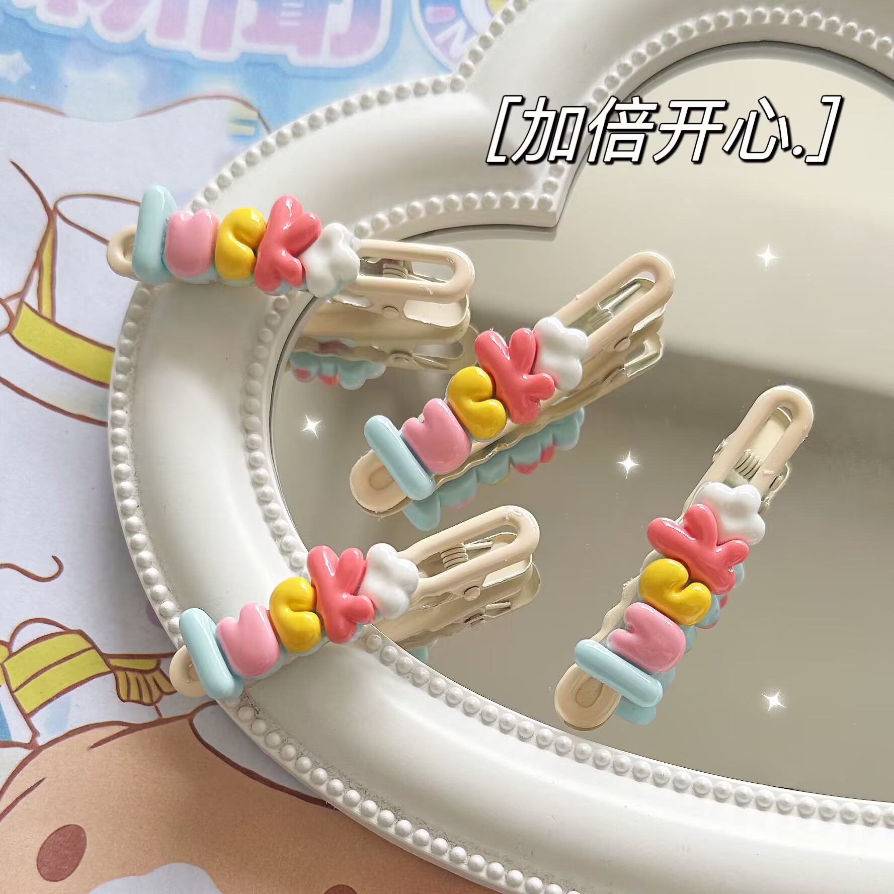 Cute Character brand children's hair clips, one-character clips, Yuan batch, popular online hair clips, dopamine broken hair bangs clips, hair clips full figure