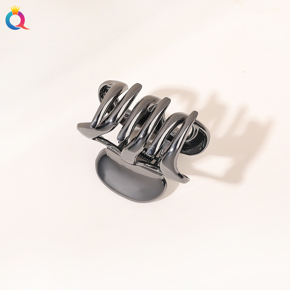 Qiyue Cross-border Metal Pumpkin Grab clip, high ponytail hair clip, back of the head updo, shark clip hair accessory wholesale Specification drawing