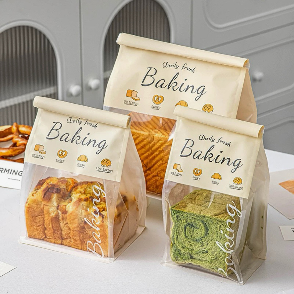 Sliced toast bread packaging bag, mochi cookies, self-sealing food bag, European-style bread, alkali water bag, 450g toast bread bag Specification drawing